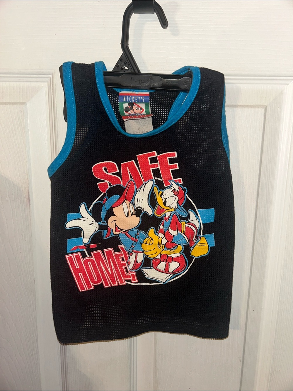 Vintage Disney Mickey & Donald Black Tank Top - "Safe Home"